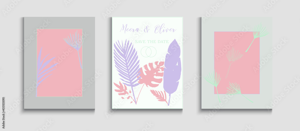 Abstract Vintage Vector Flyers Set. Japanese Style Invitation. Hand