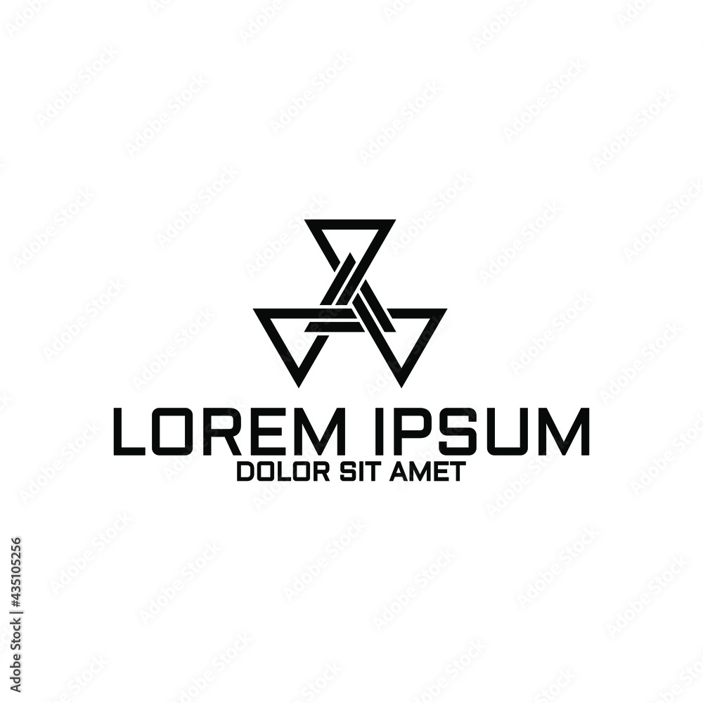 Abstract triangle crossed logo symbol. business company. linier triangle Abstract triangle crossed logo symbol. business company. linier triangle
