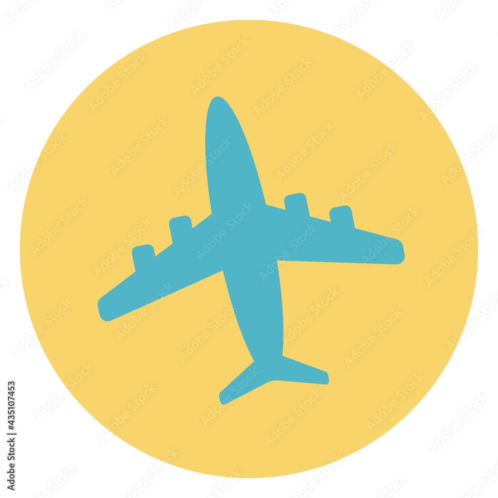 Fototapeta premium Vector airplane Icon. Yellow background. Illustration EPS10