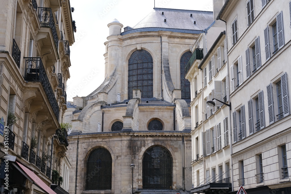 A close-up on the Saint-Sulpice chuch in Paris, France the 22th May 2021.