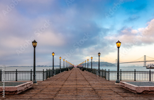 Photography July evening in Pier 7, Embarcadero, San Francisco.