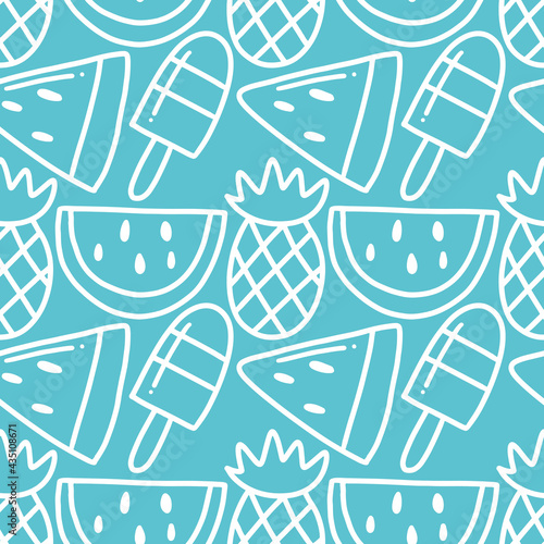 scribble pattern of hand drawn fruit holiday