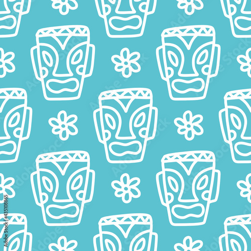 drawing of hand drawn hawaii tiki mask