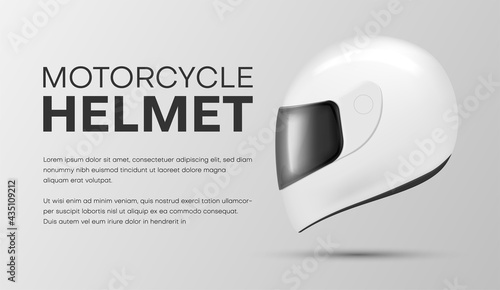 Realistic motorcycle helmet banner with place for text vector illustration motorbike headdress