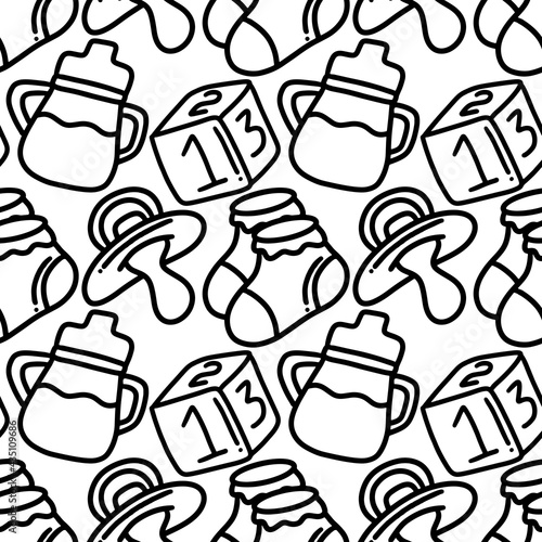 doodle set of baby toys stuff hand drawing