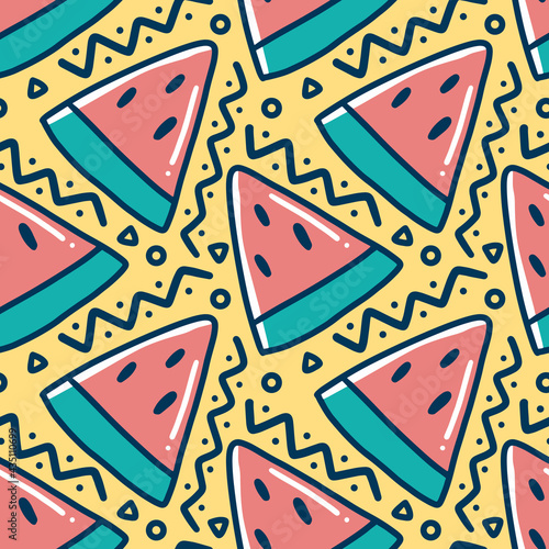 scribble pattern of watermelon fruit hand drawing