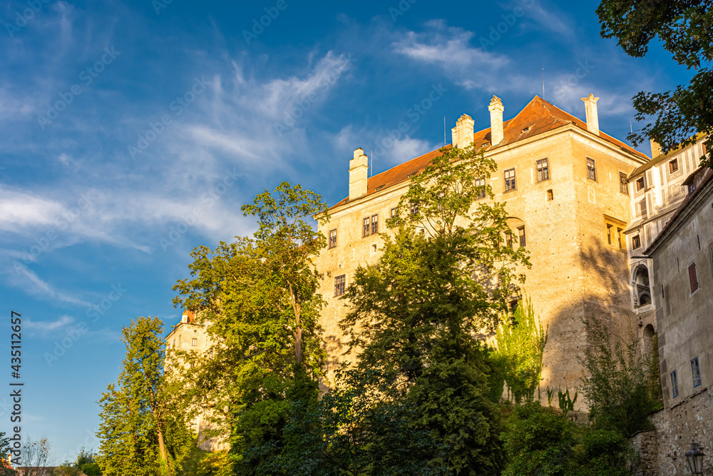 Sunset over the Castle of Cesky Krumlov in Czech Republic