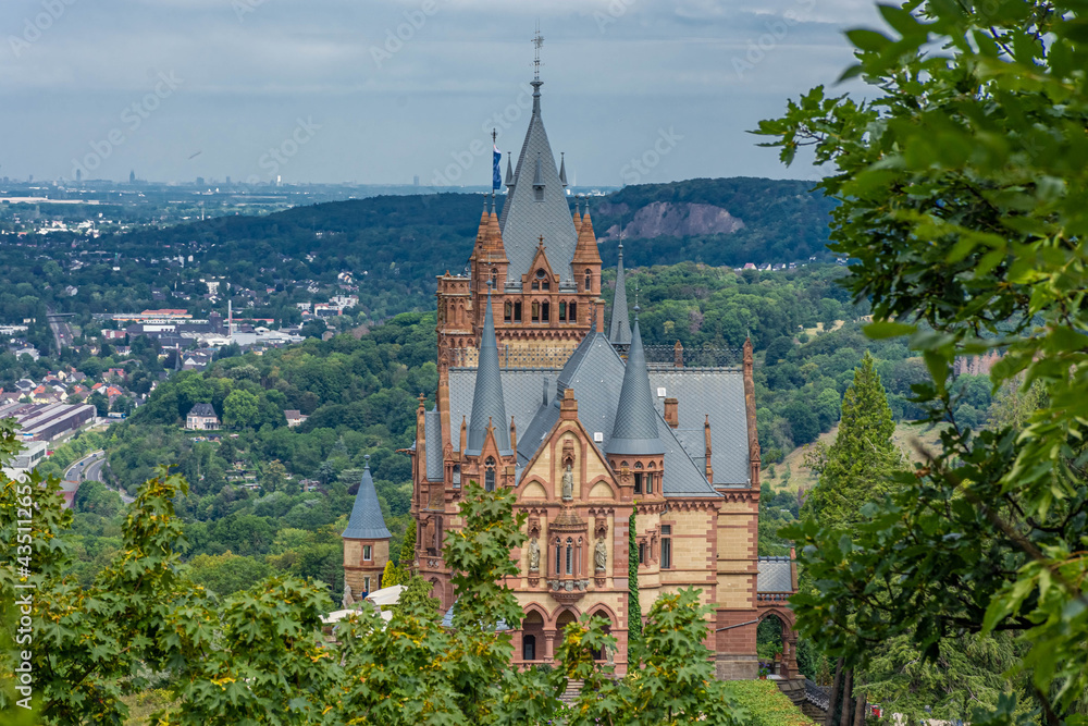 Schloss Drachenburg Castle is a palace in Konigswinter on the Rhine river  near the city of Bonn, in Germany Stock Photo | Adobe Stock