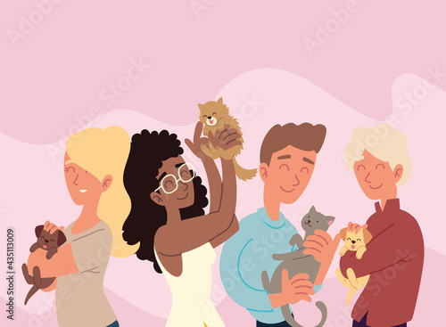 happy owners with pets