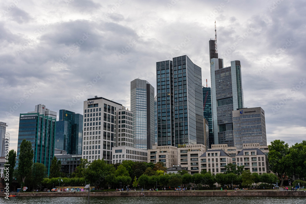 FRANKFURT, GERMANY, 25 JULY 2020:  View on the financial district in Frankfurt city