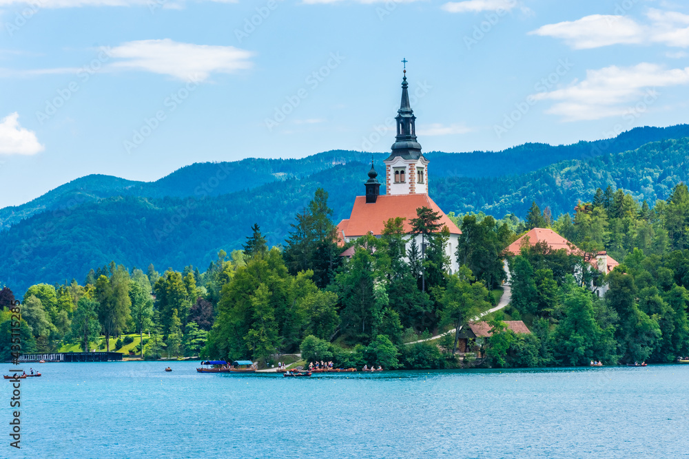Church on the island of Lake Bled, Slovenia