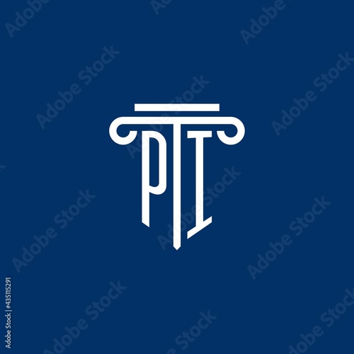 PI initial logo monogram with simple pillar icon