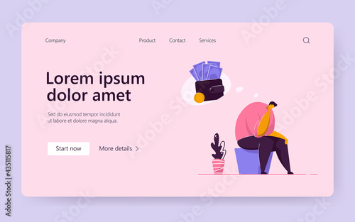 Depressed broke person having debts and money troubles. Bankrupt suffering from depression and financial problems. Vector illustration bankruptcy, crisis, loss concept