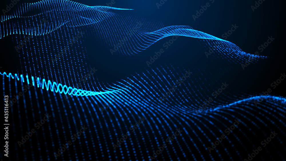 Abstract digital background. Futuristic wave of dots and weave lines. Digital technology. 3d rendering. Abstract digital background. Futuristic wave of dots and weave lines. Digital technology. 3d rendering.
