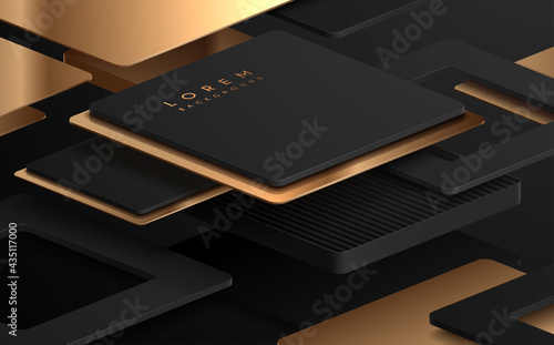 Abstract black and gold geometric shapes background