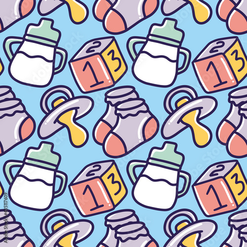 doodle set of baby stuff hand drawing