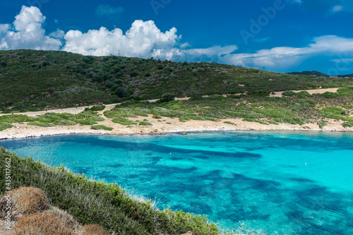 Beautiful turquoise water of a bay in Asinara Island  Sardinia