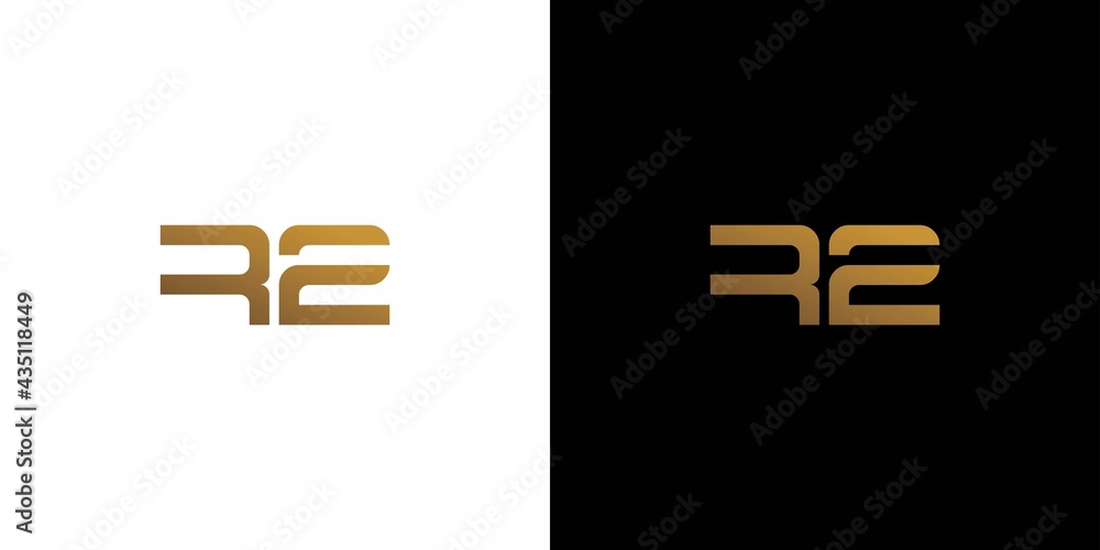 Fototapeta premium Modern and futuristic R2 logo design