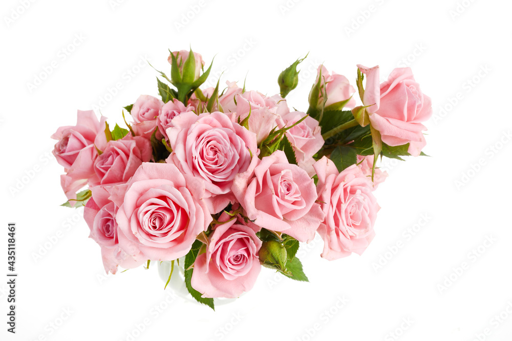 Fototapeta premium Beautiful pink rose flowers arrangement isolated on white background