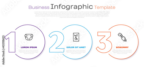 Set line Adult diaper, Separated toilet for disabled and Prosthesis hand. Business infographic template. Vector