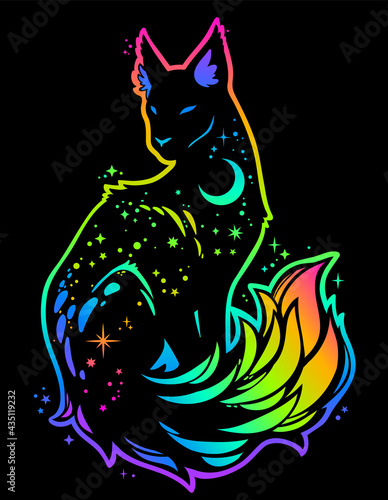 multicolored animal silhouette with space pattern