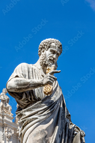Statue of Saint Peter in front of Saint Peter s Basilica at St.Peter  s Square  Vatican  Rome  Italy
