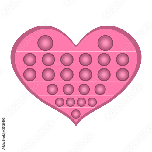 Trendy pop it fidget in shape pink heart. Vector illustration on white background.