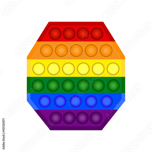 Lgbt pop it fidget. Trendy sensory toy. Lgbt element. Vector illustration on white background.