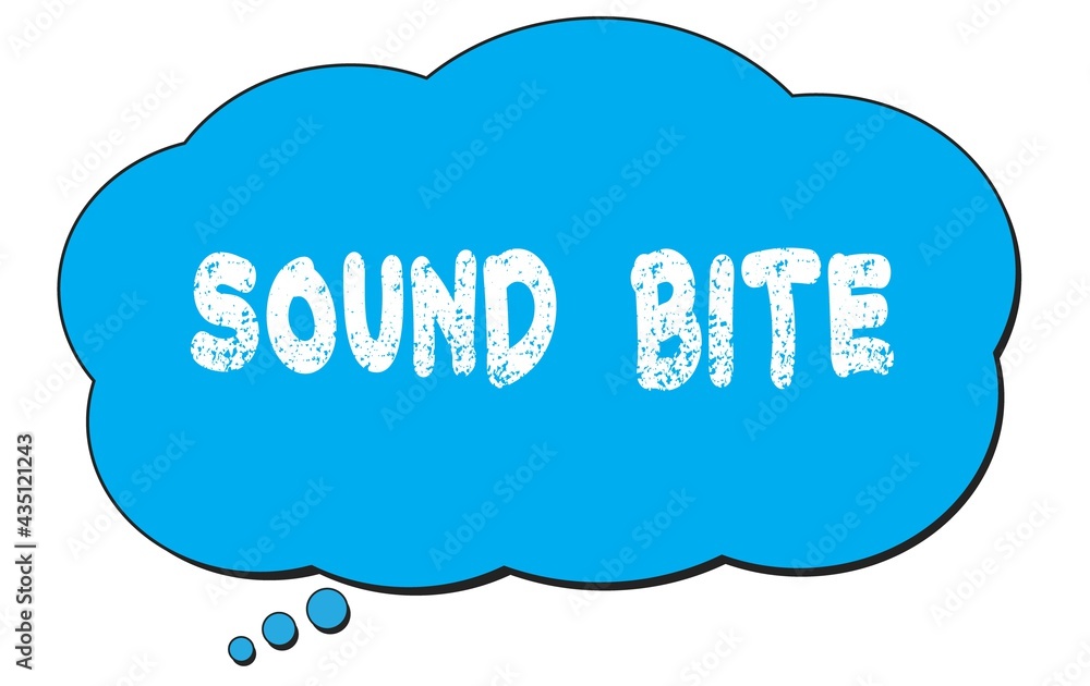 SOUND BITE text written on a blue thought bubble. SOUND BITE text written on a blue thought bubble.