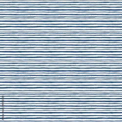 Watercolor navy blue watercolor Stripes Vector Seamless Pattern. Hand drawn rough Strokes, Lines of different width. Grunge Texture, striped background for print, textile, scrapbooking, wrapping paper