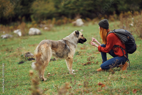 woman turkish dog outdoors travel fresh air friendship mountains