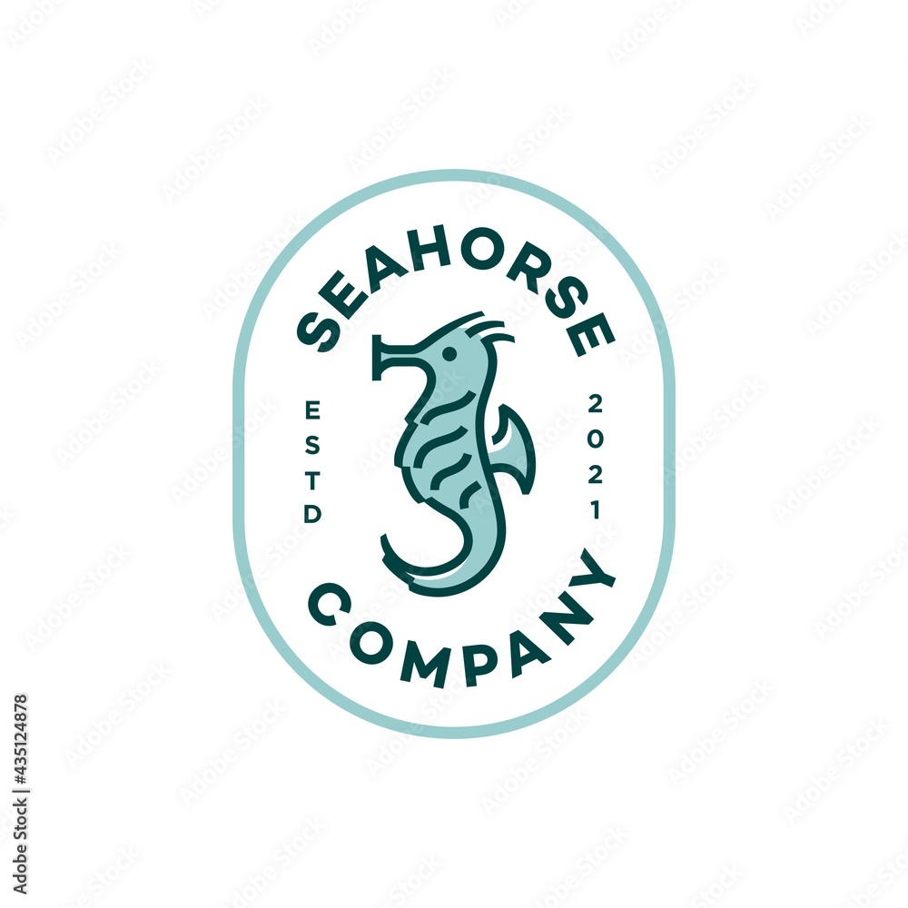 sea horse mascot hipster logo design icon vector, in trendy line outline classic vintage retro style vector typography sea horse mascot hipster logo design icon vector, in trendy line outline classic vintage retro style vector typography