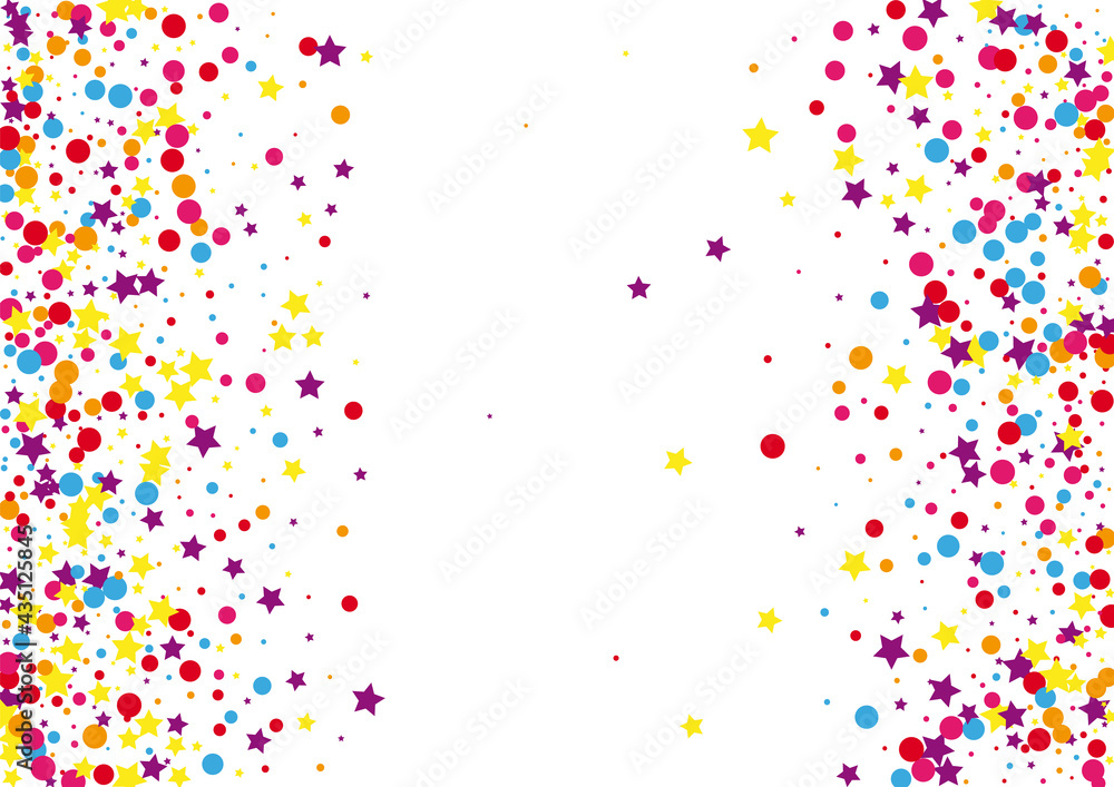 Orange Joy Star Decoration. Party Circle Background. Pink Confetti Pattern Illustration. Gift Dot Background.