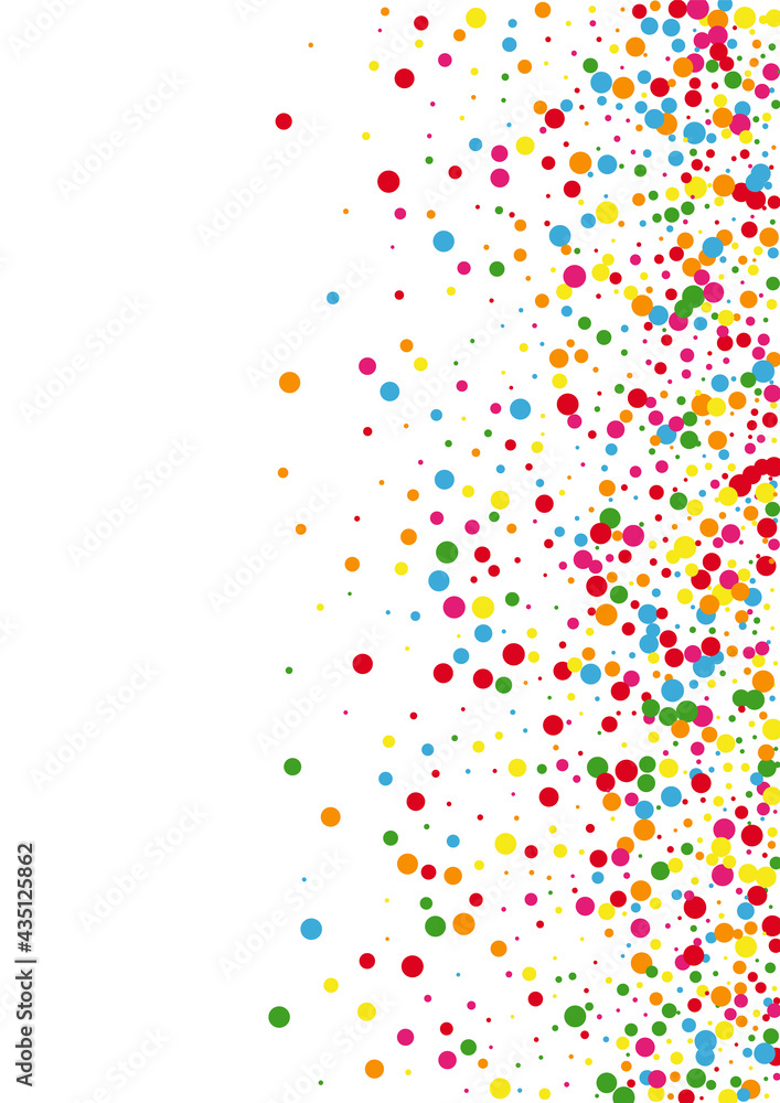 Multicolored Confetti Abstract Illustration. Circle Surprise Texture. Red Element Round. Orange Side Dot Background.