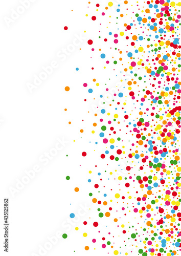 Multicolored Confetti Abstract Illustration. Circle Surprise Texture. Red Element Round. Orange Side Dot Background.