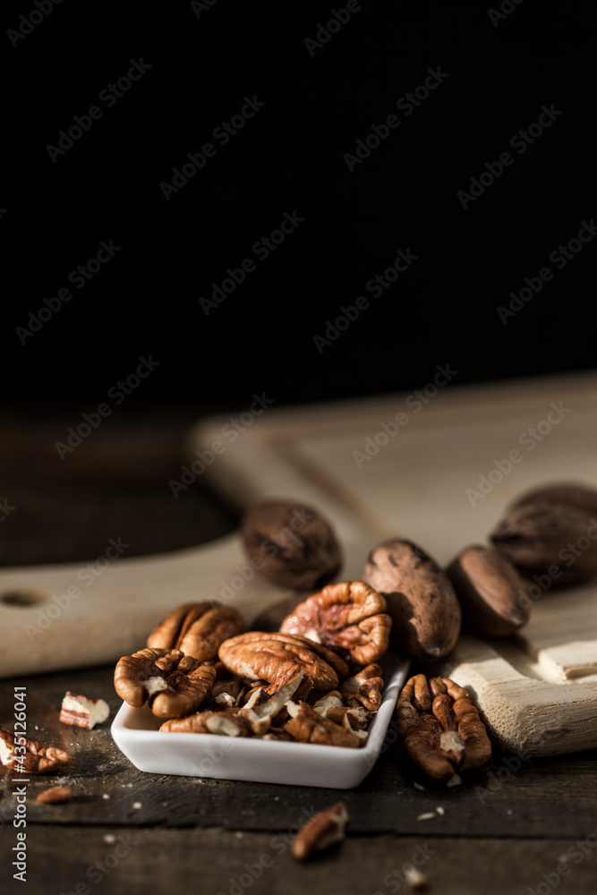 mockup nuts on wooden table mockup nuts on wooden table