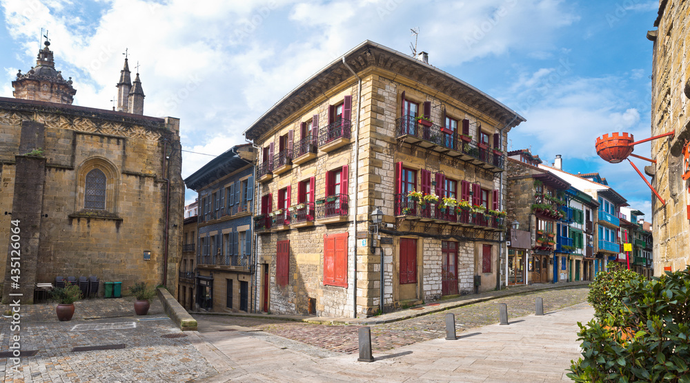 colorful streets of hondarribia town, Spain	
