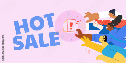 Discounts, sale, promotion, web template. Flat vector