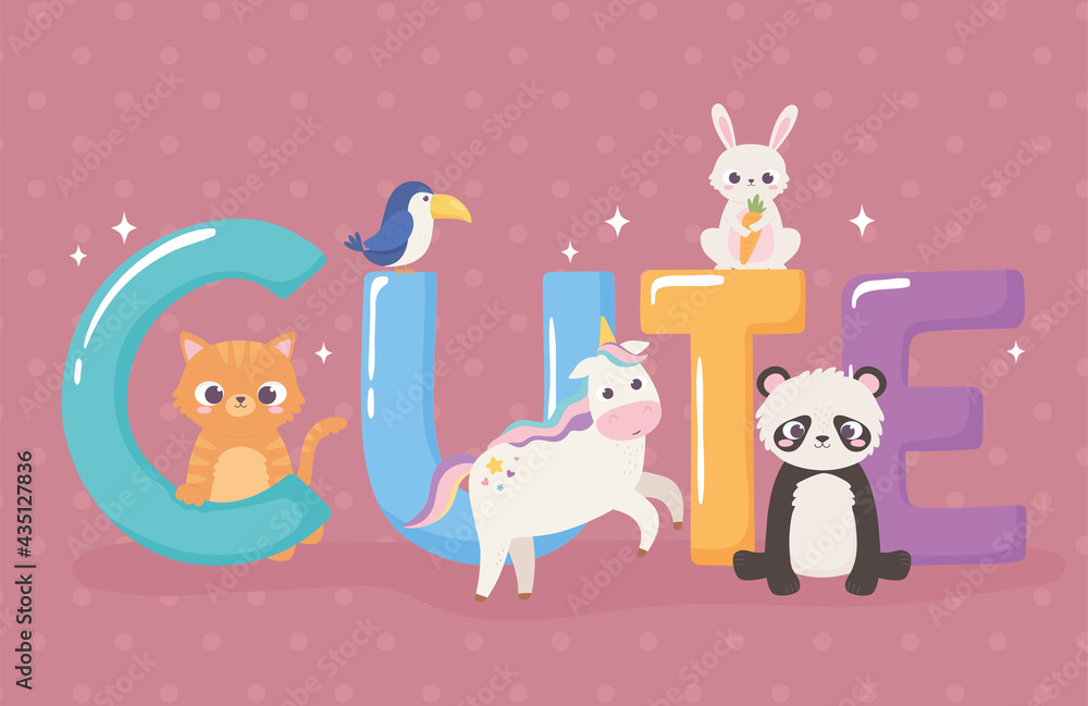 Naklejka premium cute word animals