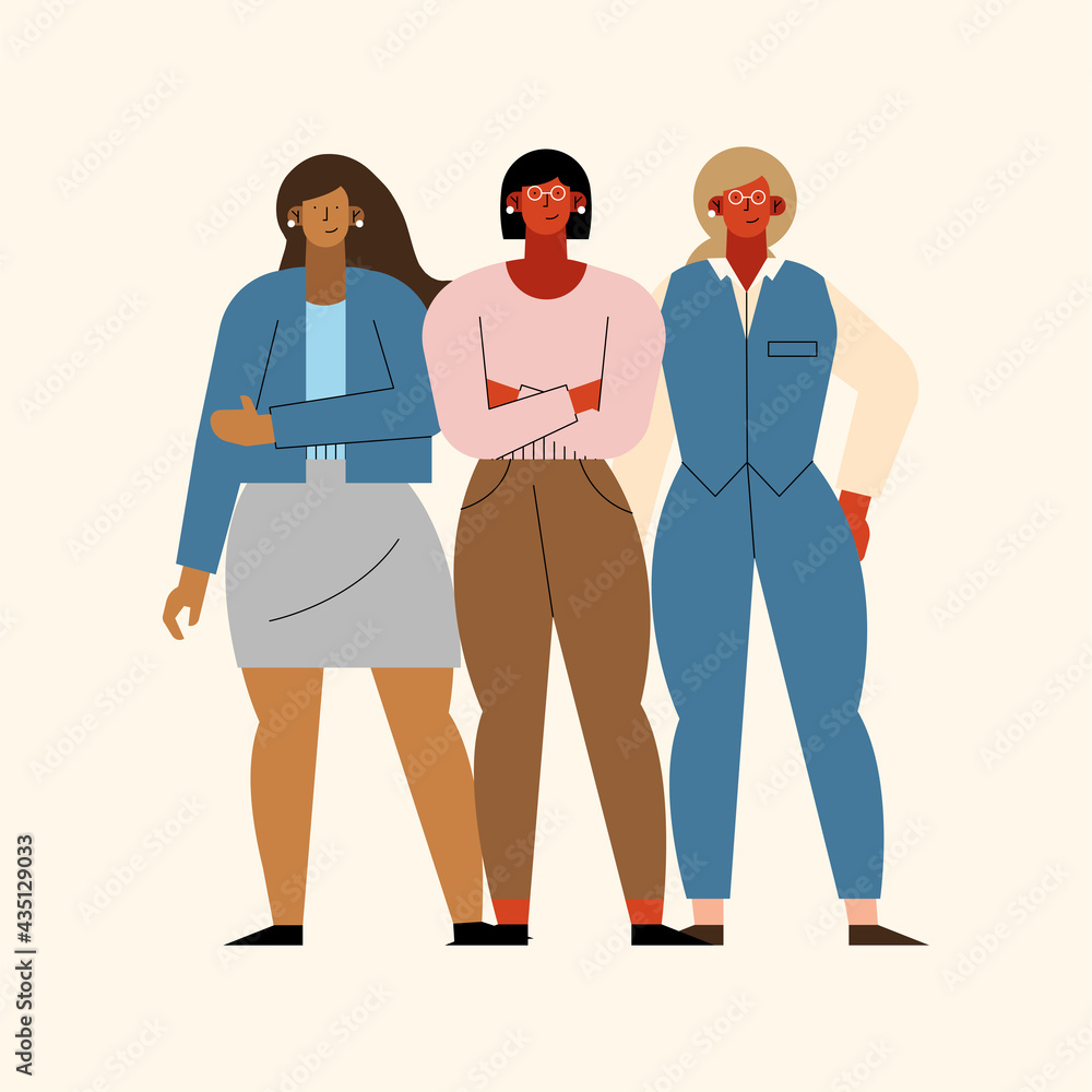 three businesswoman characters