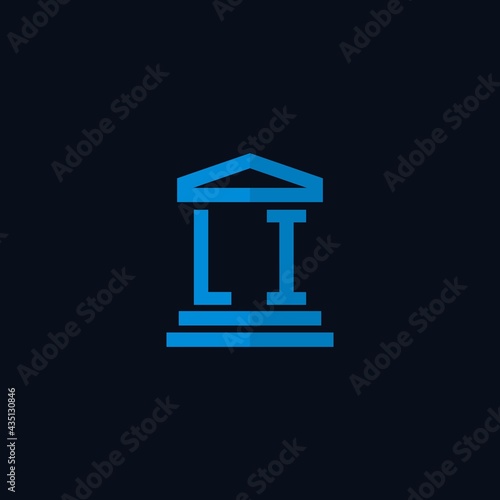 LI initial logo monogram with simple courthouse building icon design vector