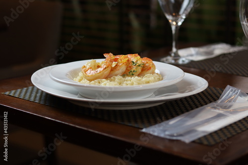 delicious and tasty  shrimp risotto