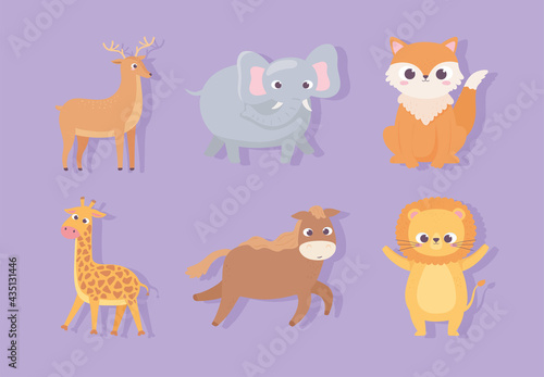 cute animals set