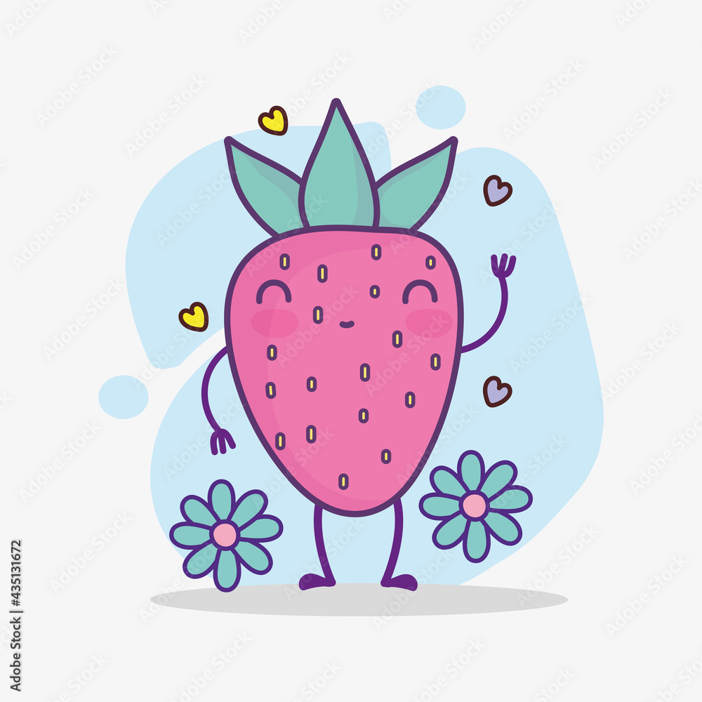 cute strawberry flower cartoon