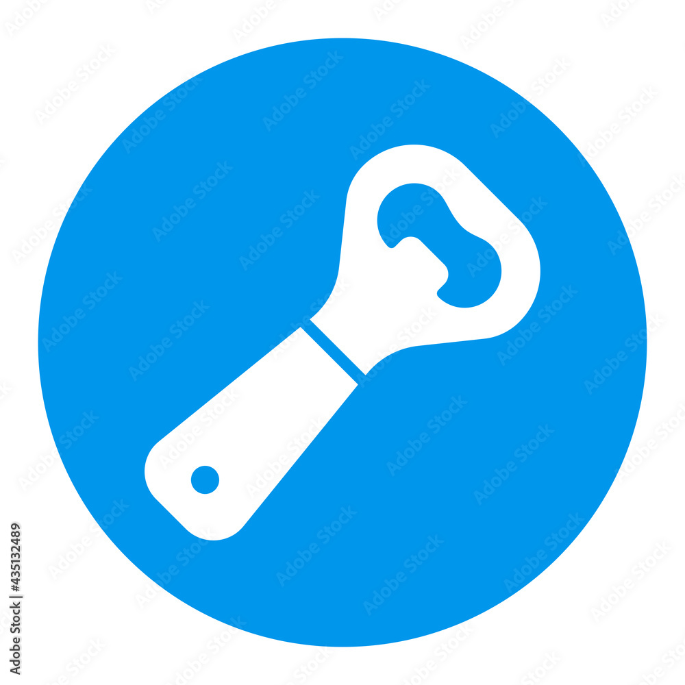 Close up of bottle opener vector white glyph icon Close up of bottle opener vector white glyph icon