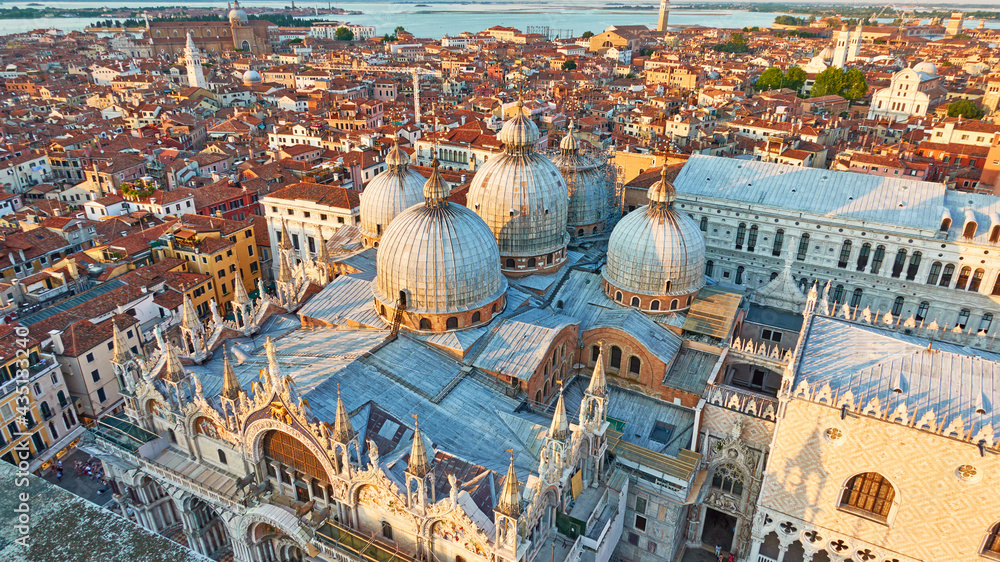 Venice city with domes of Cathedral Basilica of Saint Mark