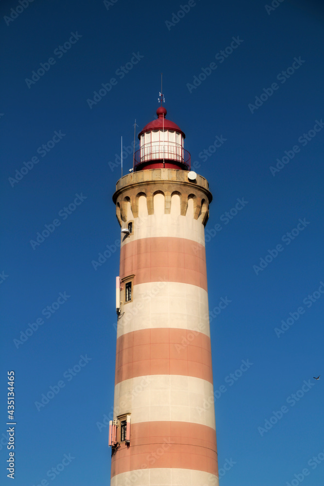 Beautiful and colossal Aveiro beach lighthouse