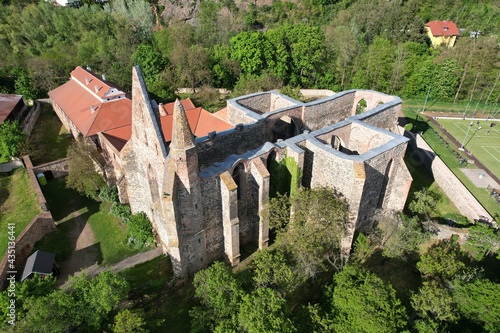 old historical Monastery Dolni Kounice Czech republic aerial landscape view photo