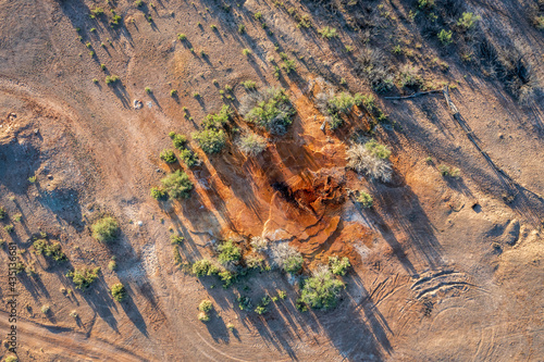 desert geyser in San Rafael Swell area, Utah, morning aerial view photo