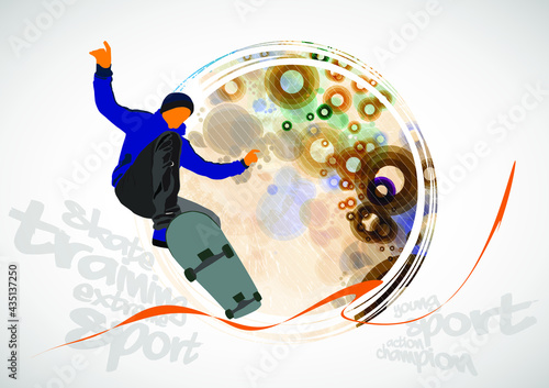 Young male skateboarder. Healthy lifestyle. Vector easy to editable 